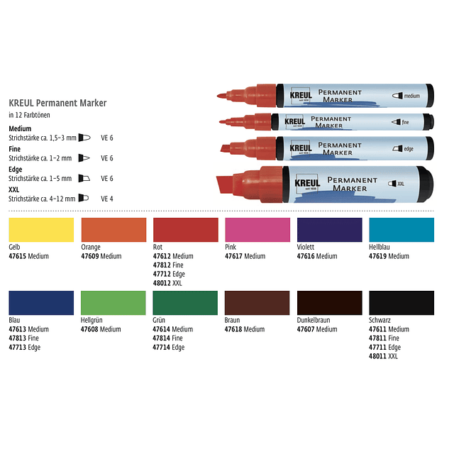 Marcador Permanente - Medio (12 Colores)
