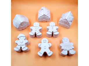 5 Muñecos + 3 Casas de Jengibre de Navidad + PINTURA