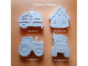 Casas y Autos / Set 4 Figuras