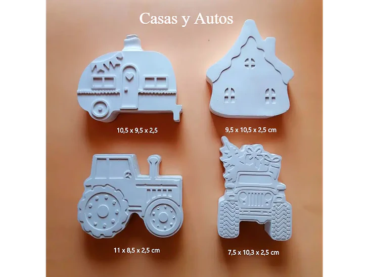 Casas y Autos / Set 4 Figuras 1