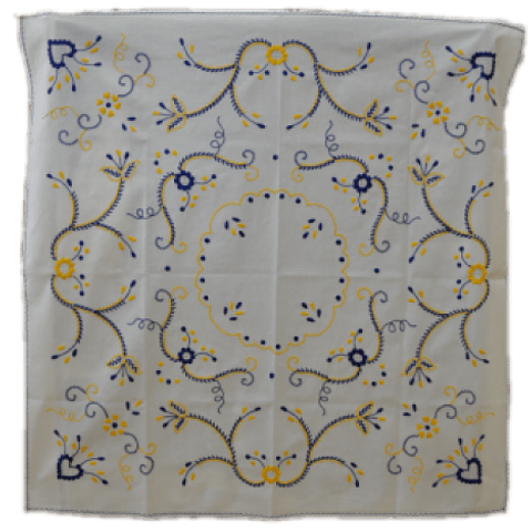 100x100cm tablecloth in white&#x2F;yellow