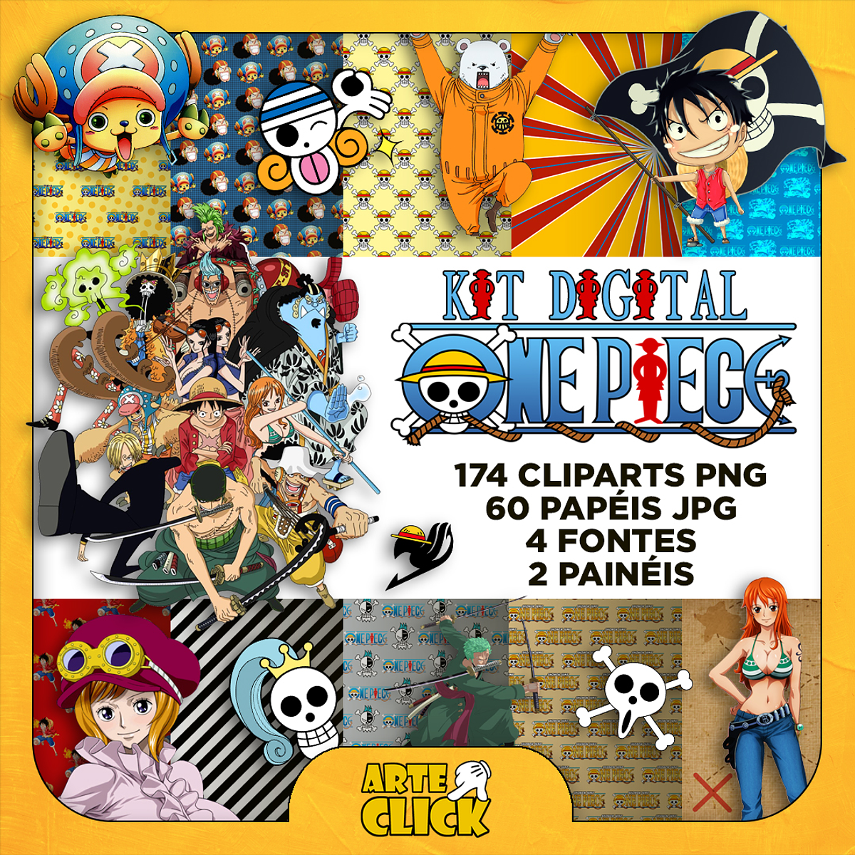 Super Kit Digital One Piece - Imagens PNG e Papeis Digitais