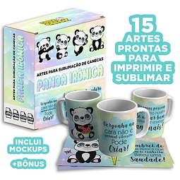 Pacotinho de Artes Panda Irônica para Sublimação de Canecas
