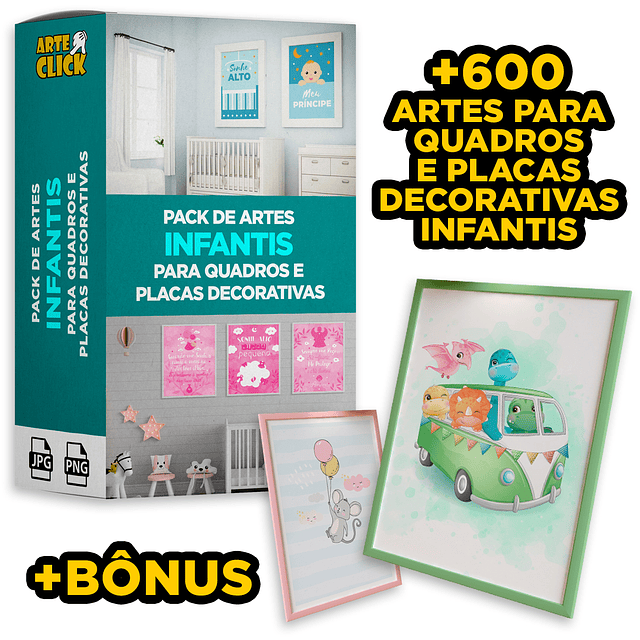 Pack de Artes Infantis para Quadros e Placas Decorativas