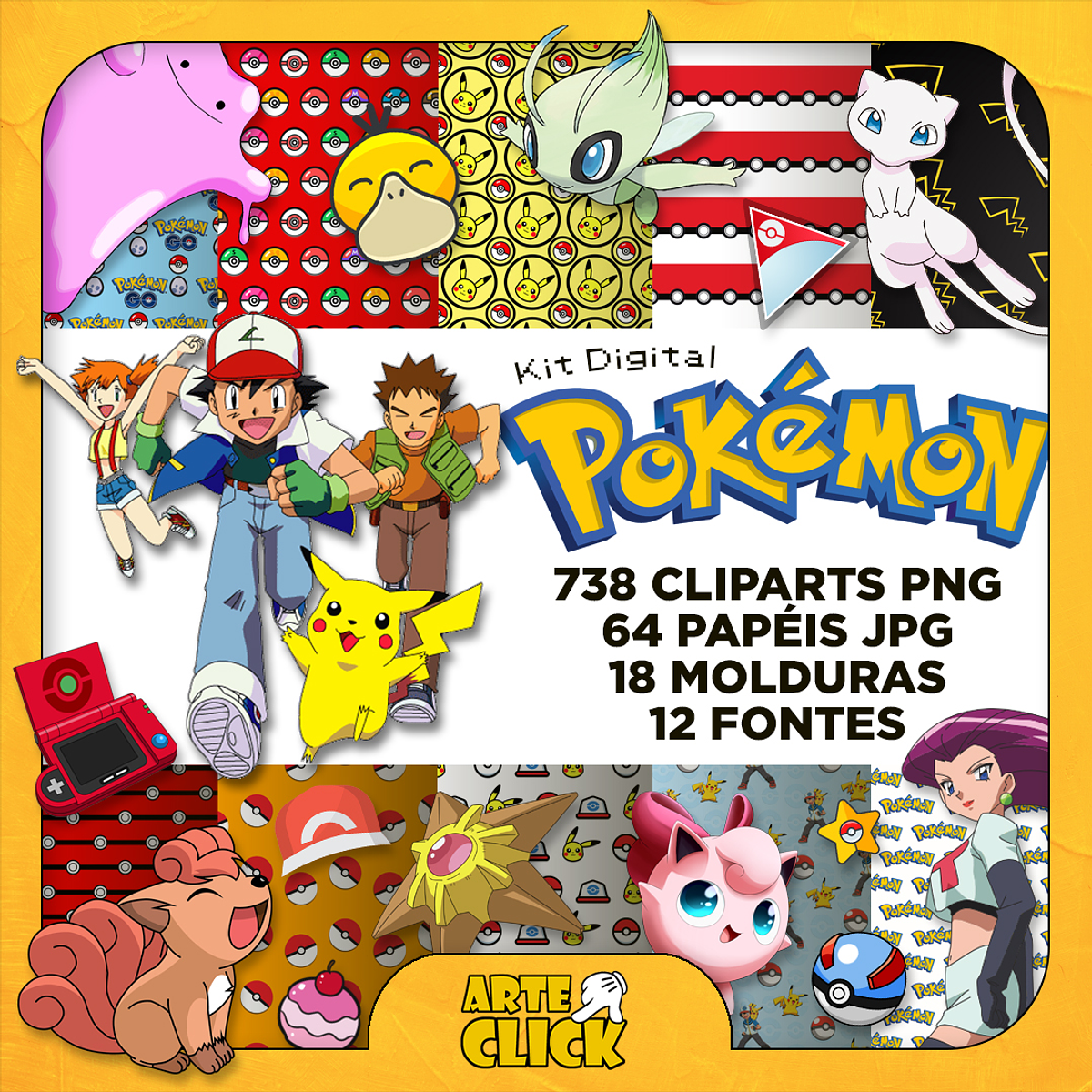 Kit Digital Pokemon Kids 170 Imagens em PNG