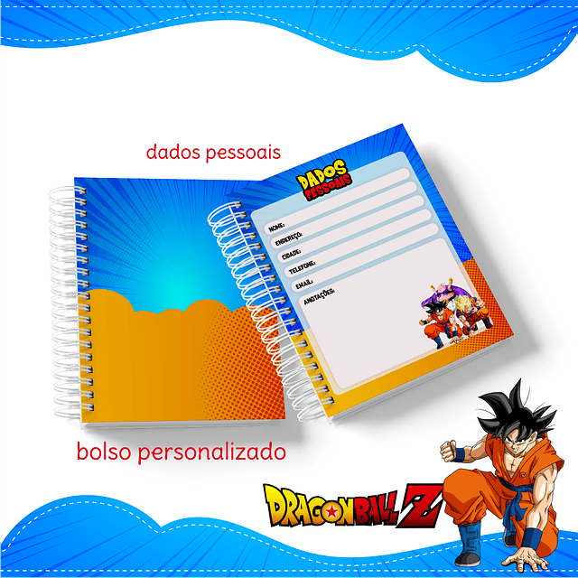 Kit Digital de Papelaria Escolar Dragon Ball