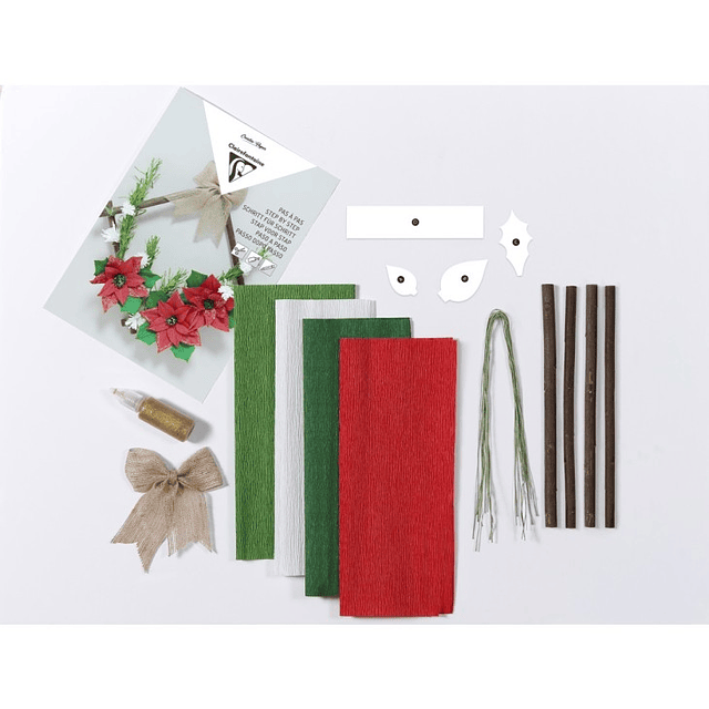 Kit DIY Papel Crepé Navidad – Corona con Flores Pascua Clairefontaine