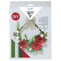 Kit DIY Papel Crepé Navidad – Corona con Flores Pascua Clairefontaine