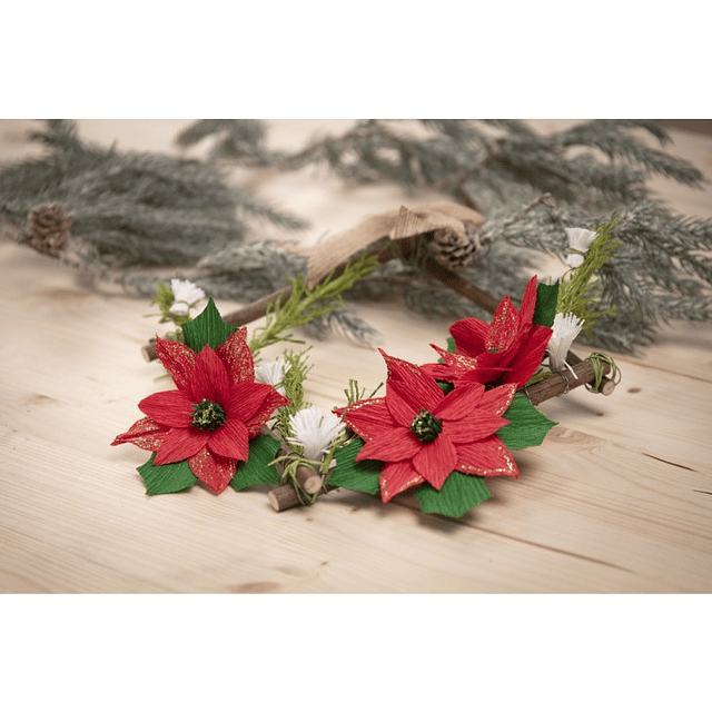 Kit DIY Papel Crepé Navidad – Corona con Flores Pascua Clairefontaine
