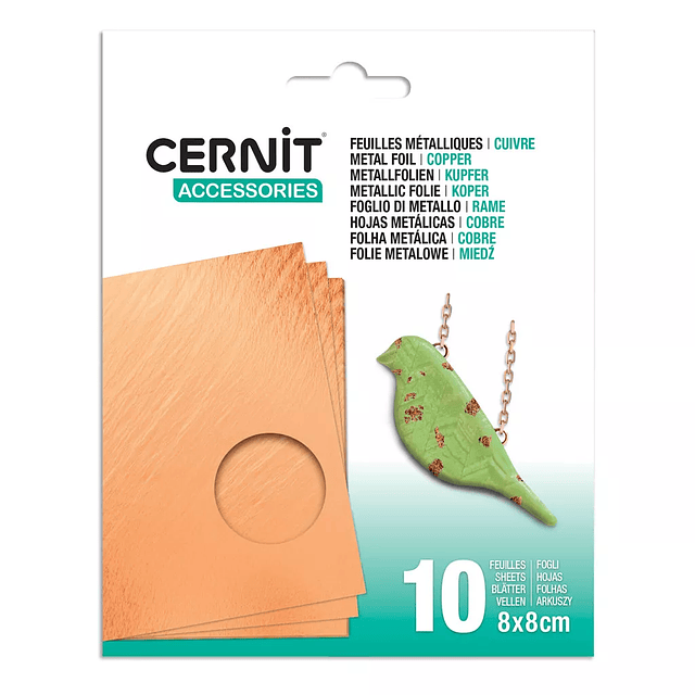Hojas Metálicas Cernit Cobre 8x8 cm – Pack 10 Láminas para Arcilla Polimérica y Manualidades