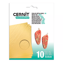 Hojas Metálicas Doradas Cernit 8x8 cm – Pack 10 Láminas para Arcilla Polimérica y Manualidades
