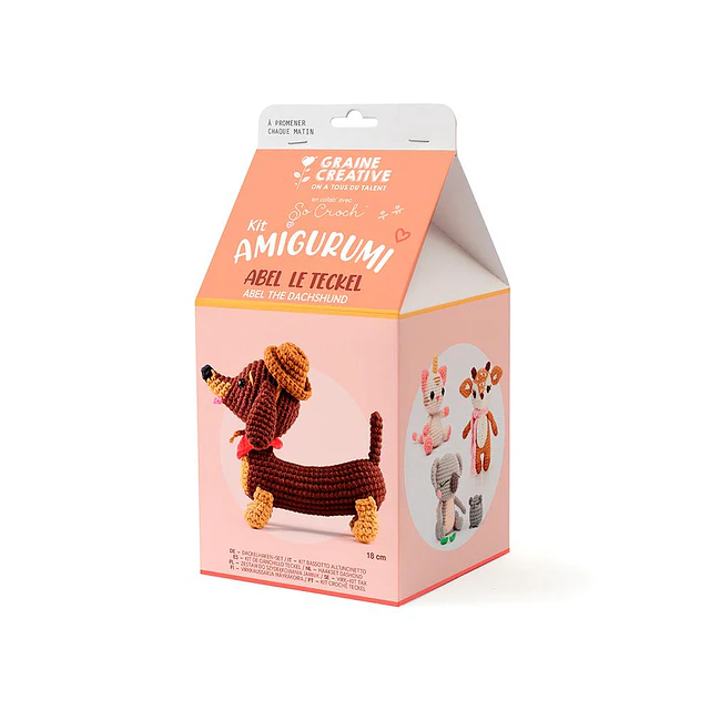 Kit de Crochet Amigurumi Abel el Perro Salchicha – 18 cm