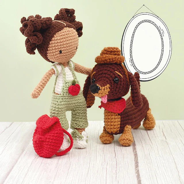 Kit de Crochet Amigurumi Abel el Perro Salchicha – 18 cm