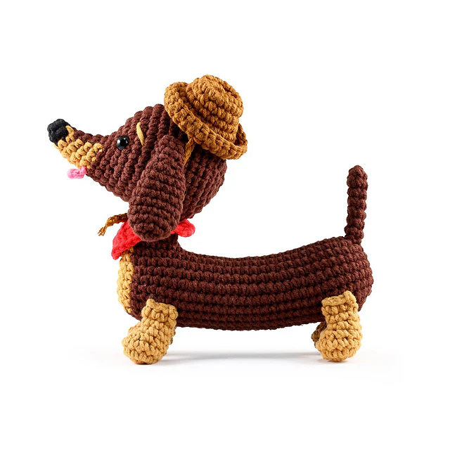 Kit de Crochet Amigurumi Abel el Perro Salchicha – 18 cm