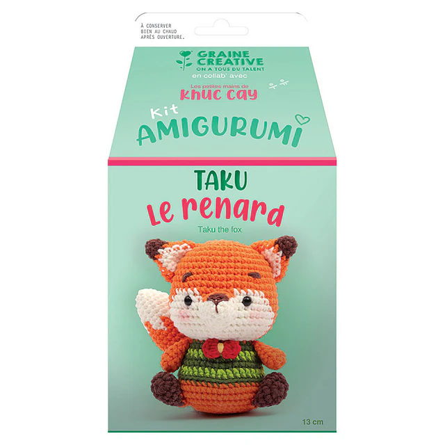 Kit de Crochet Amigurumi Taku el Zorro – 13 cm