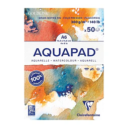 Block Acuarela Clairefontaine Aquapad Goldline A6 300 g Cold Pressed – 50 Hojas