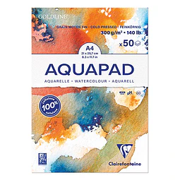 Block Acuarela Clairefontaine Aquapad Goldline A4 300 g Cold Pressed – 50 Hojas