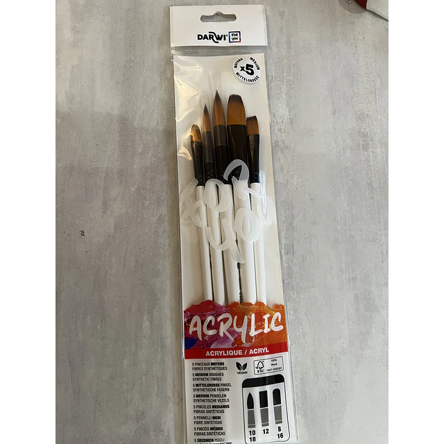 Set de 5 Pinceles Medianos Darwi For You para Pintura Acrílica