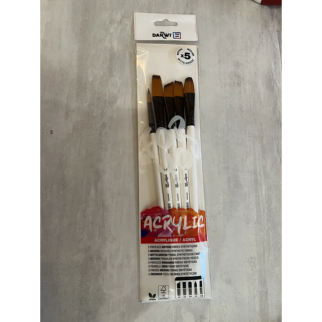 Set de 5 Pinceles Medianos Darwi For You para Pintura Acrílica
