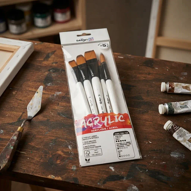 Set de 5 Pinceles Grandes Darwi For You para Pintura Acrílica