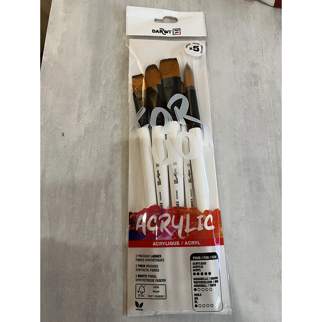 Set de 5 Pinceles Grandes Darwi For You para Pintura Acrílica