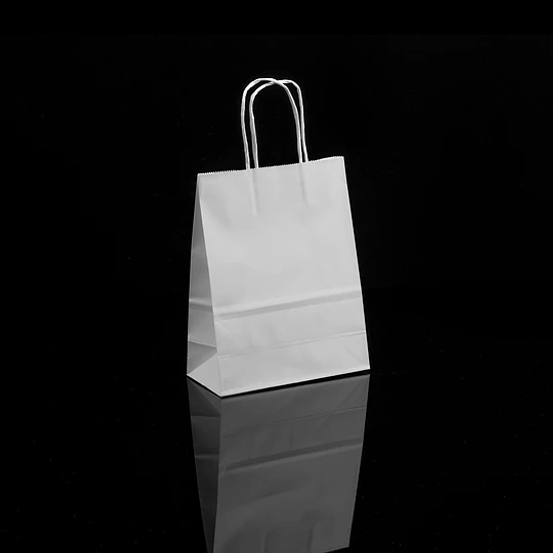 BOLSA DE PAPEL KRAFT BLANCA 16X21X8 X12UN 2