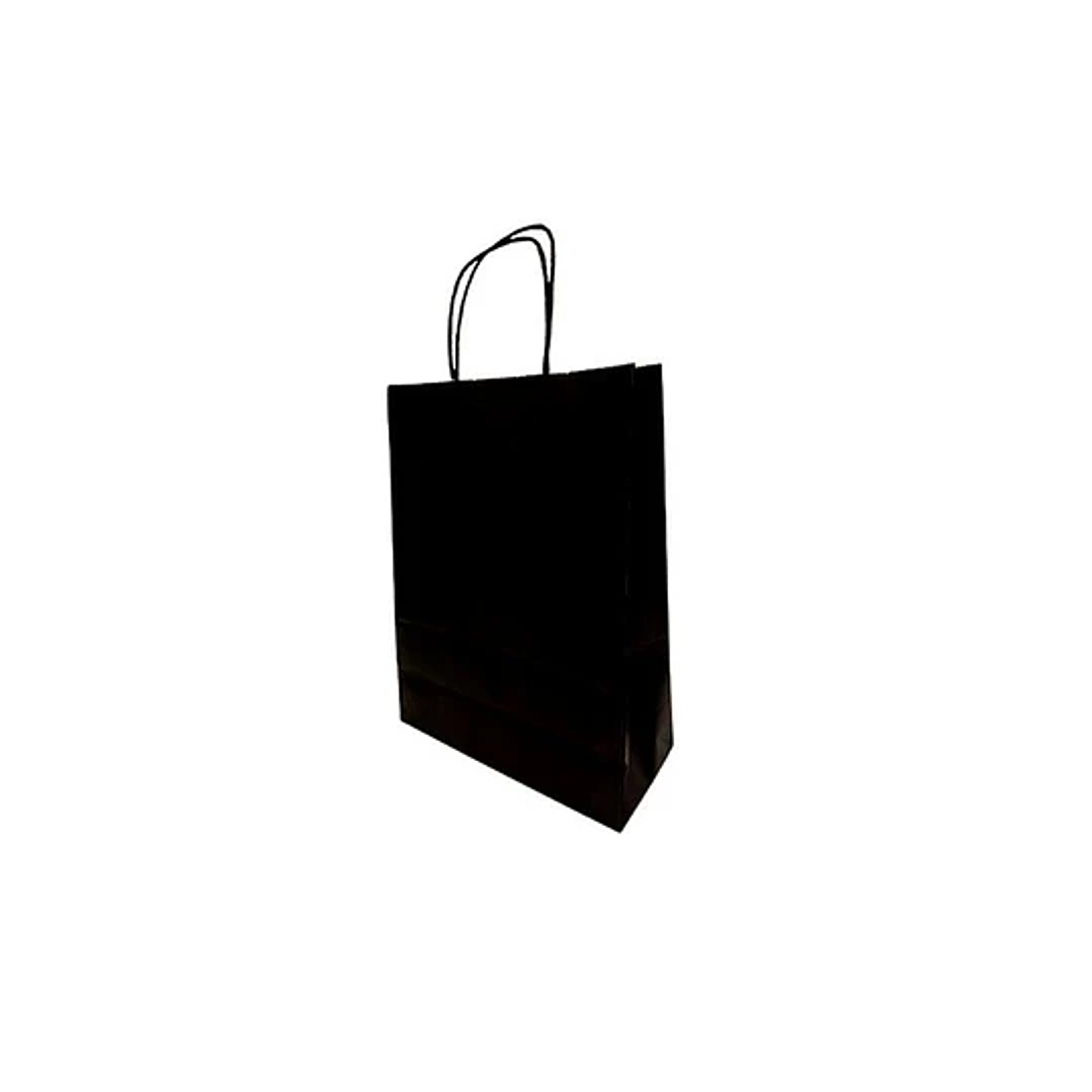BOLSA DE PAPEL KRAFT NEGRA 16X21X8 X12UN 2