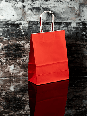 BOLSA DE PAPEL KRAFT ROJO 16X21X8 X12UN