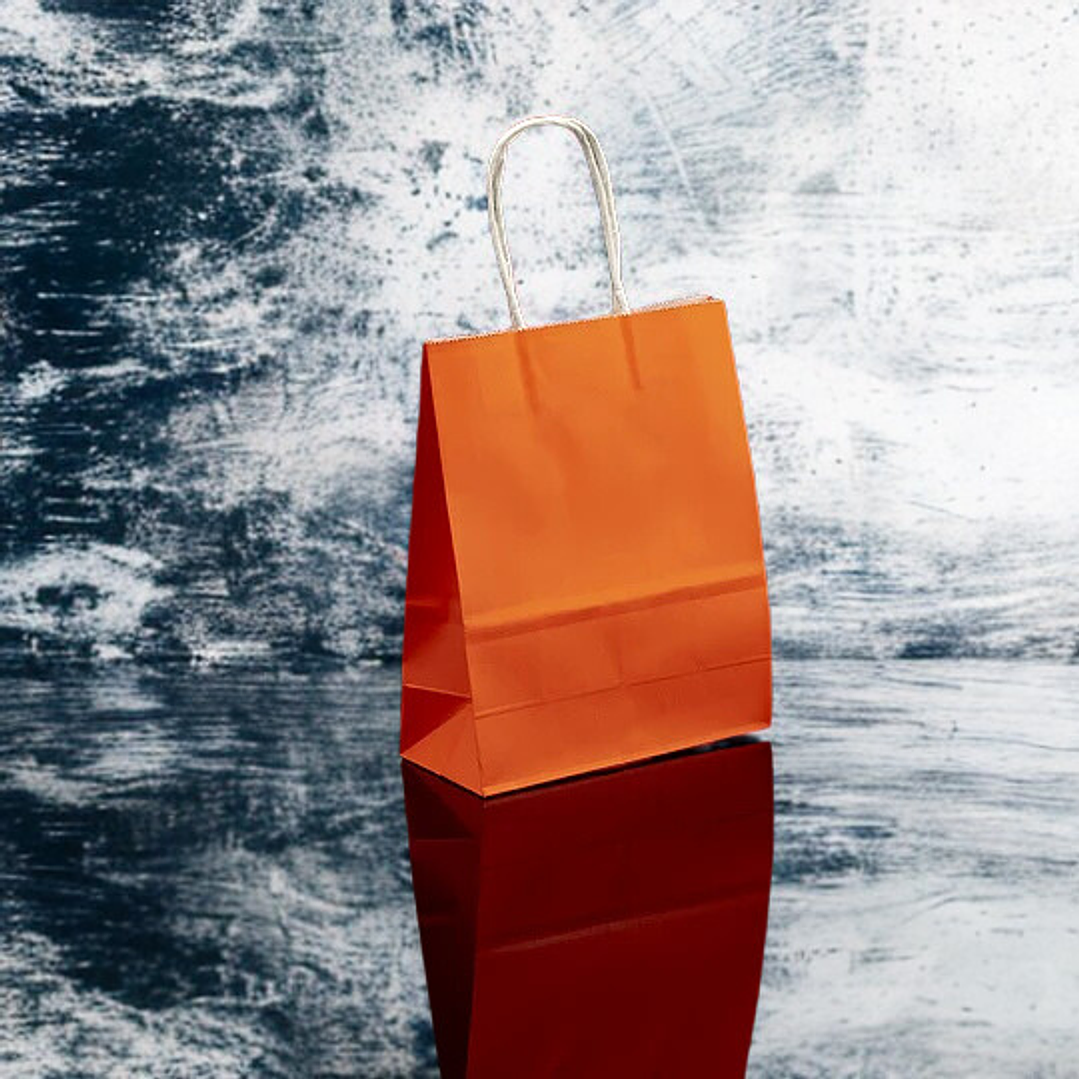 BOLSA DE PAPEL KRAFT NARANJO 16X21X8 X12UN 1