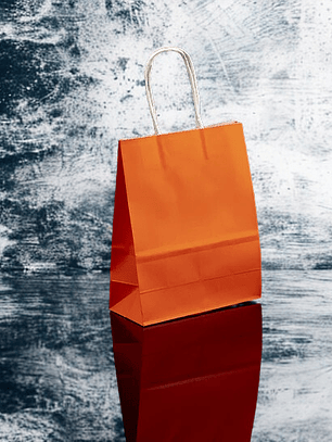 BOLSA DE PAPEL KRAFT NARANJO 16X21X8 X12UN