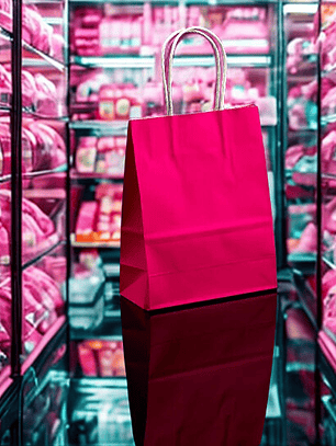 BOLSA DE PAPEL KRAFT FUCSIA 16X21X8 X12UN