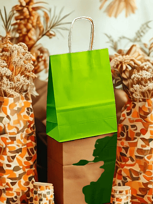 BOLSA DE PAPEL KRAFT VERDE 16X21X8 X12UN