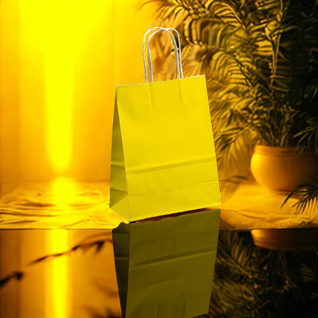 BOLSA DE PAPEL KRAFT AMARILLO 16X21X8 X12UN 1