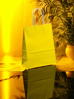 BOLSA DE PAPEL KRAFT AMARILLO 16X21X8 X12UN