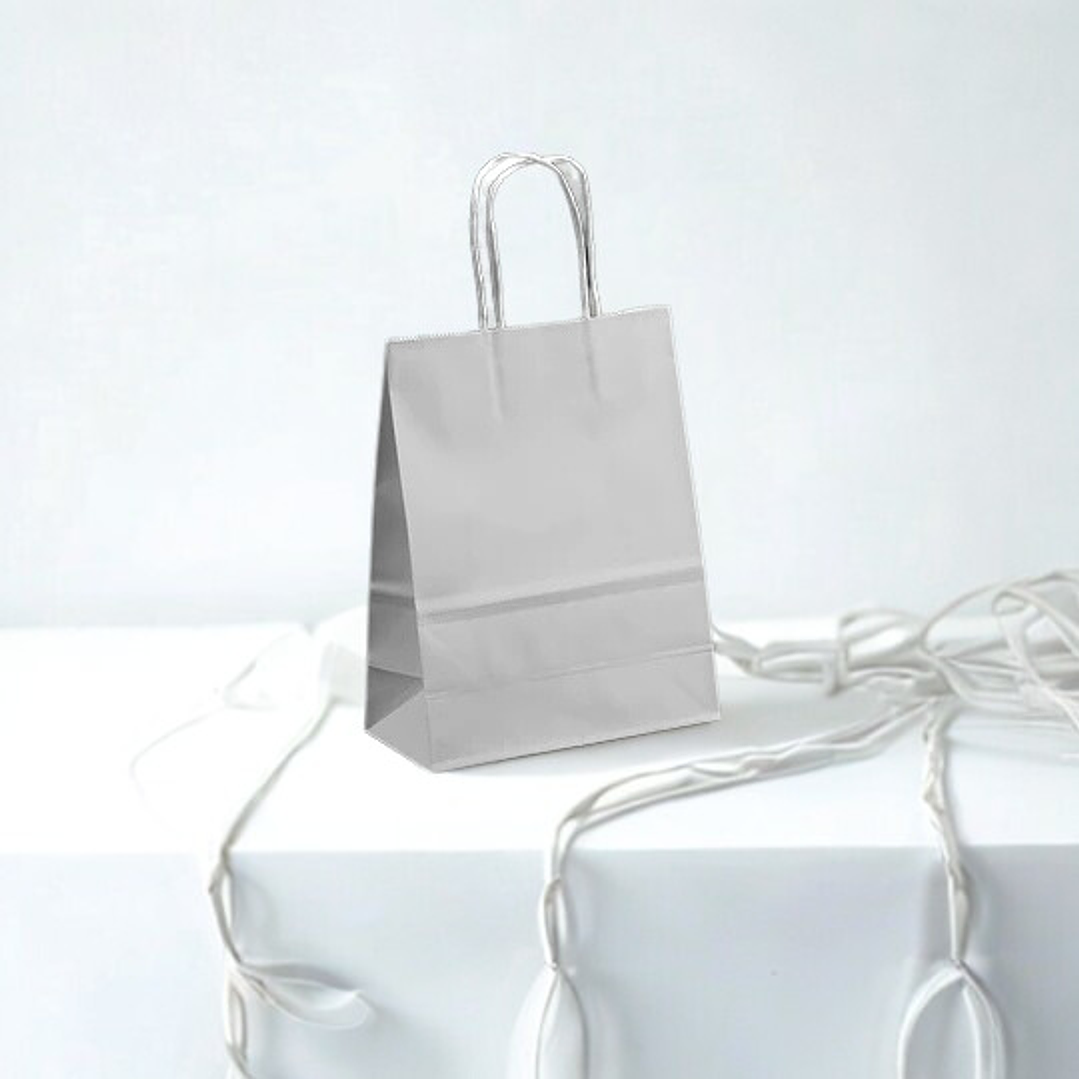 BOLSA DE PAPEL KRAFT BLANCA 16X21X8 X12UN 1