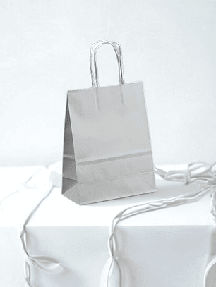 BOLSA DE PAPEL KRAFT BLANCA 16X21X8 X12UN
