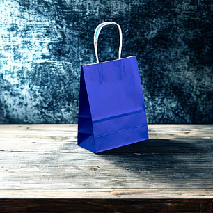 BOLSA DE PAPEL KRAFT AZUL 16X21X8 X12UN- COPIAR