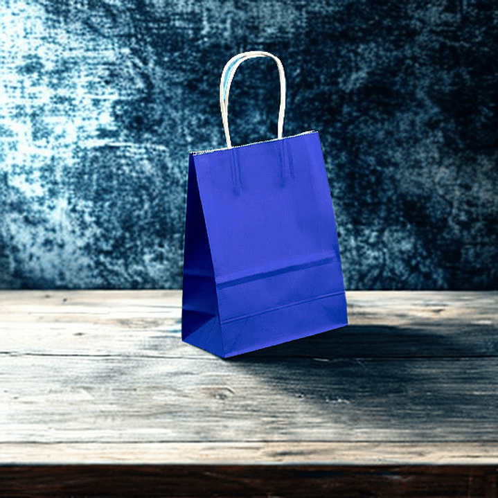BOLSA DE PAPEL KRAFT AZUL 16X21X8 X12UN- COPIAR 1