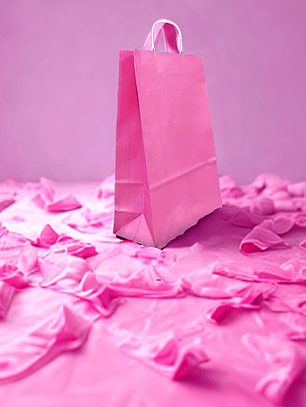 BOLSA DE PAPEL KRAFT ROSADA 16X21X8 X12UN