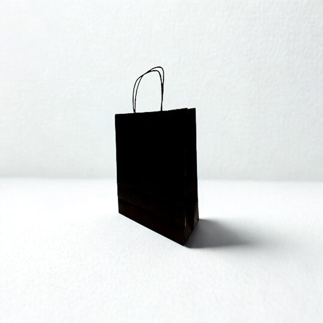 BOLSA DE PAPEL KRAFT NEGRA 16X21X8 X12UN 1