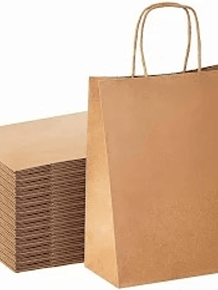 BOLSA DE PAPEL KRAFT 27X16X29 MANILLA TORCIDA