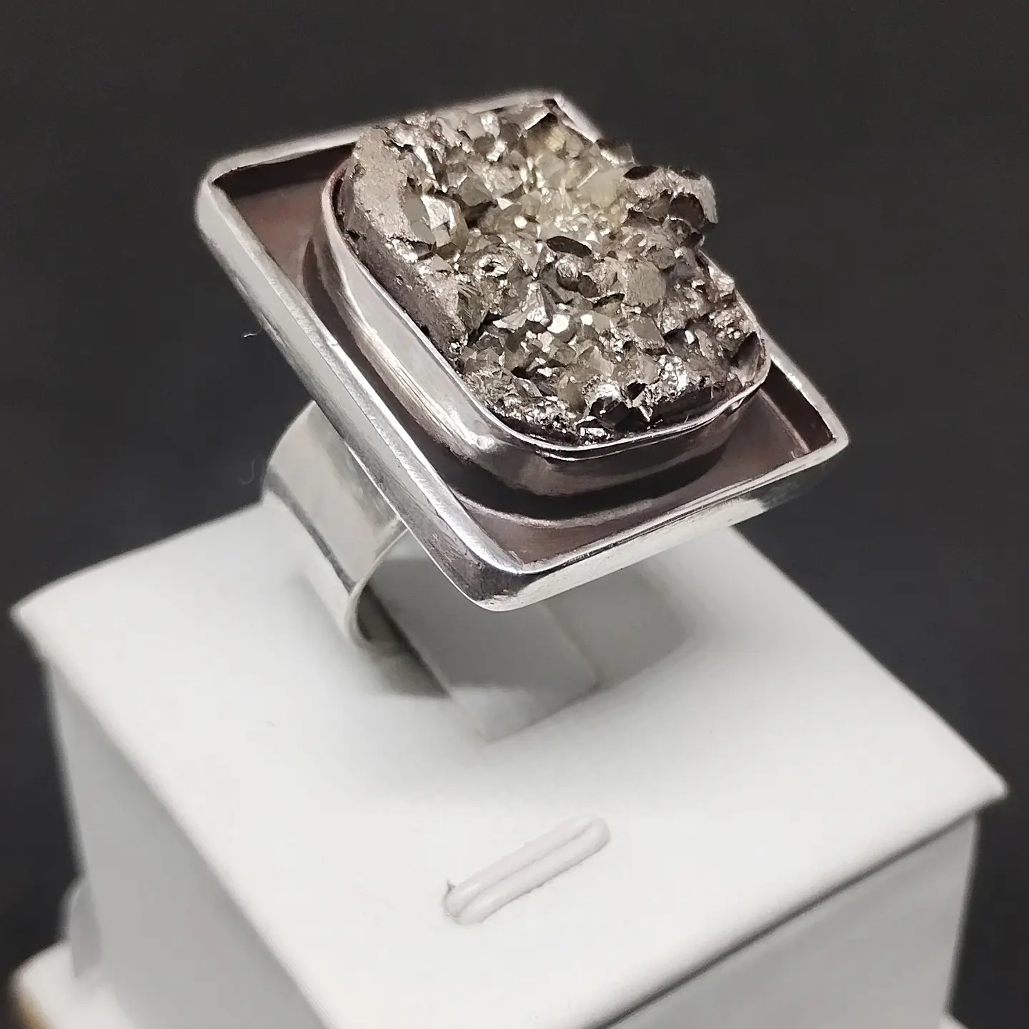 Anillo cuadrado pirita 1