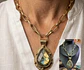 Collar de bronce con piedra labradorita facetada  - Miniatura 1