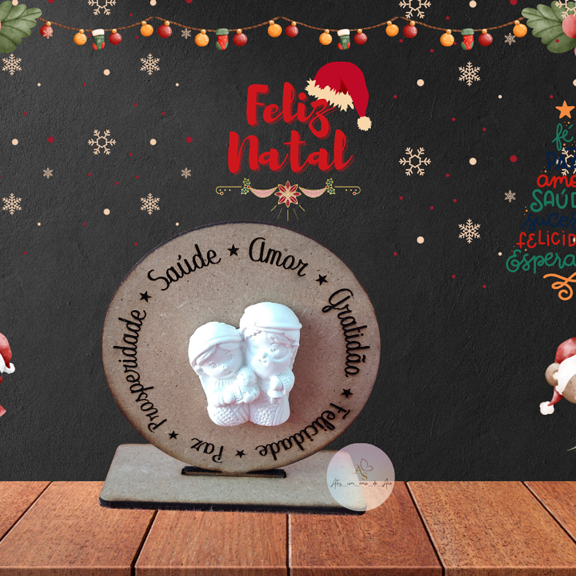 Mini Troféu de Madeira com Presépio em Gesso 1