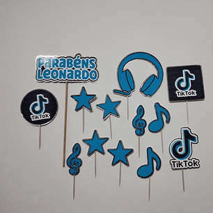 Topo de Bolo - Tik Tok azul