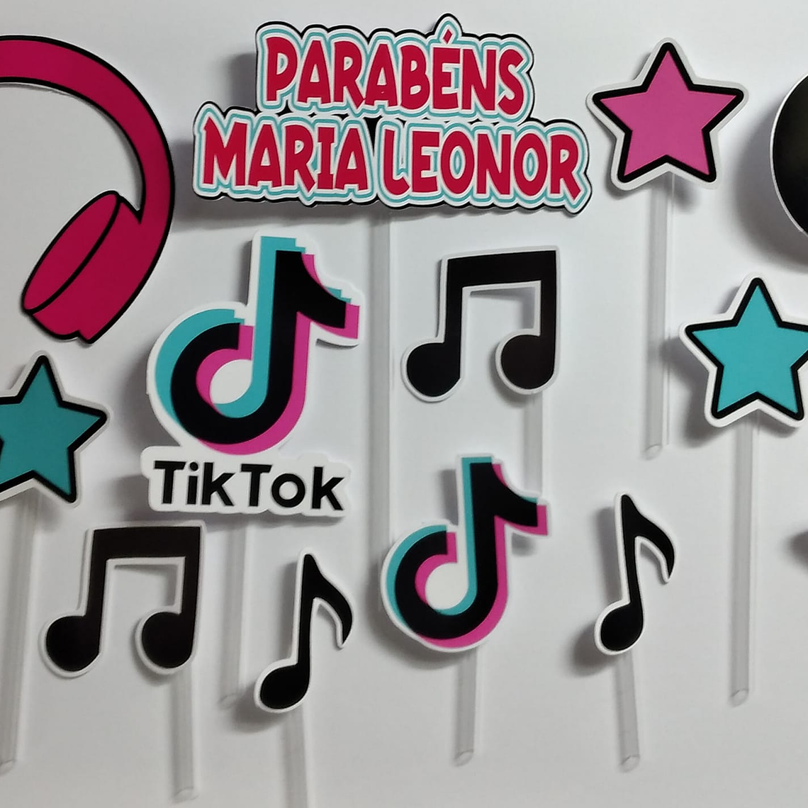 Topo de Bolo - Tik Tok rosa 1