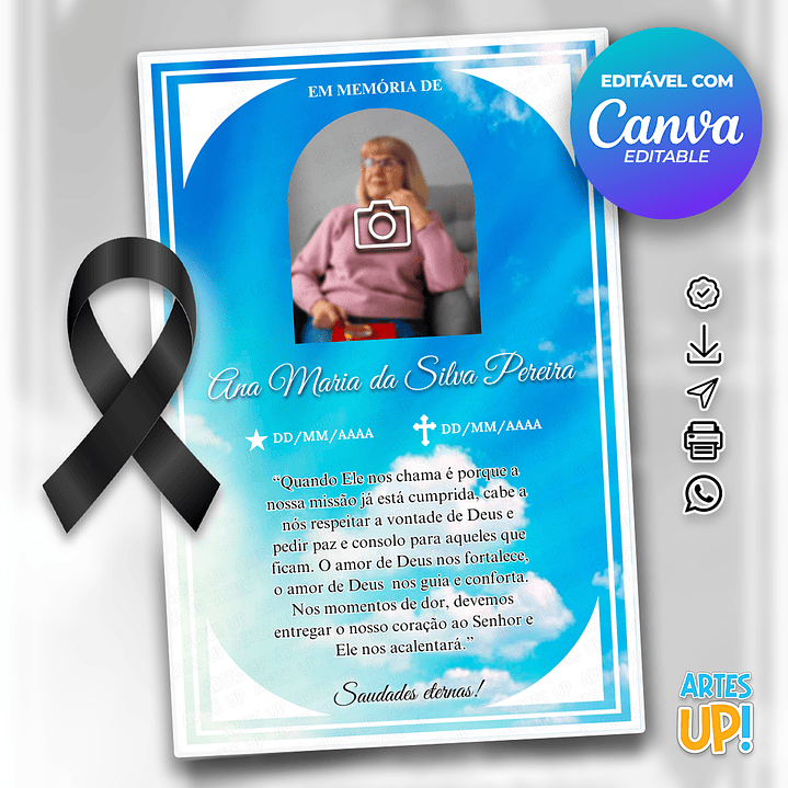 Santinho Falecimento Missa de Sétimo Dia com foto 1