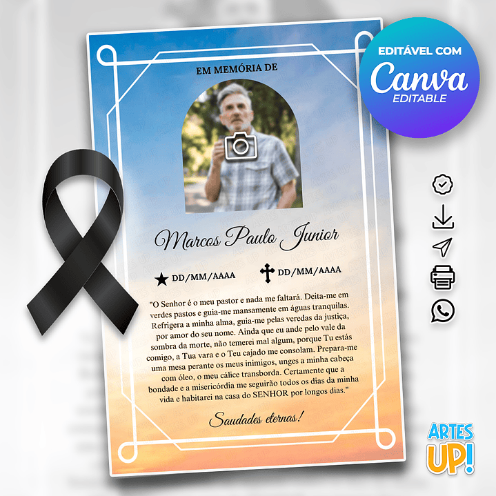 Santinho Falecimento Missa de Sétimo Dia com foto 1