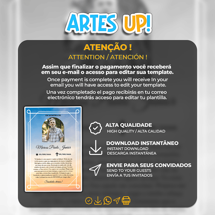 Santinho Falecimento Missa de Sétimo Dia com foto 2