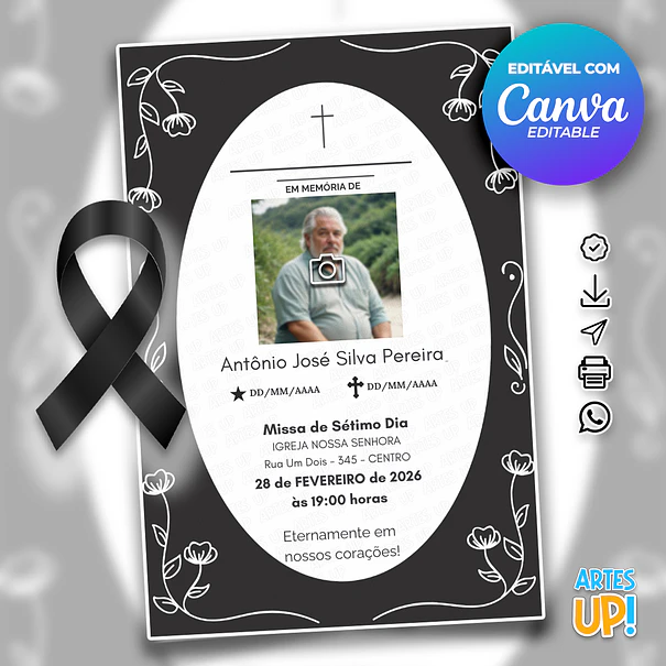 Invitación a la Misa del Séptimo Día con foto 1
